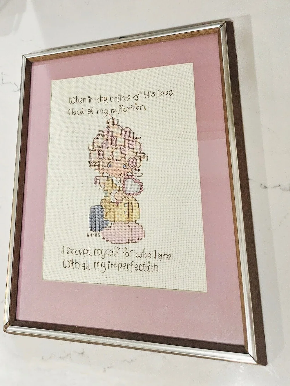 Precious Moments Needlepoint/Cross Stitch Wall Art Framed Vintage